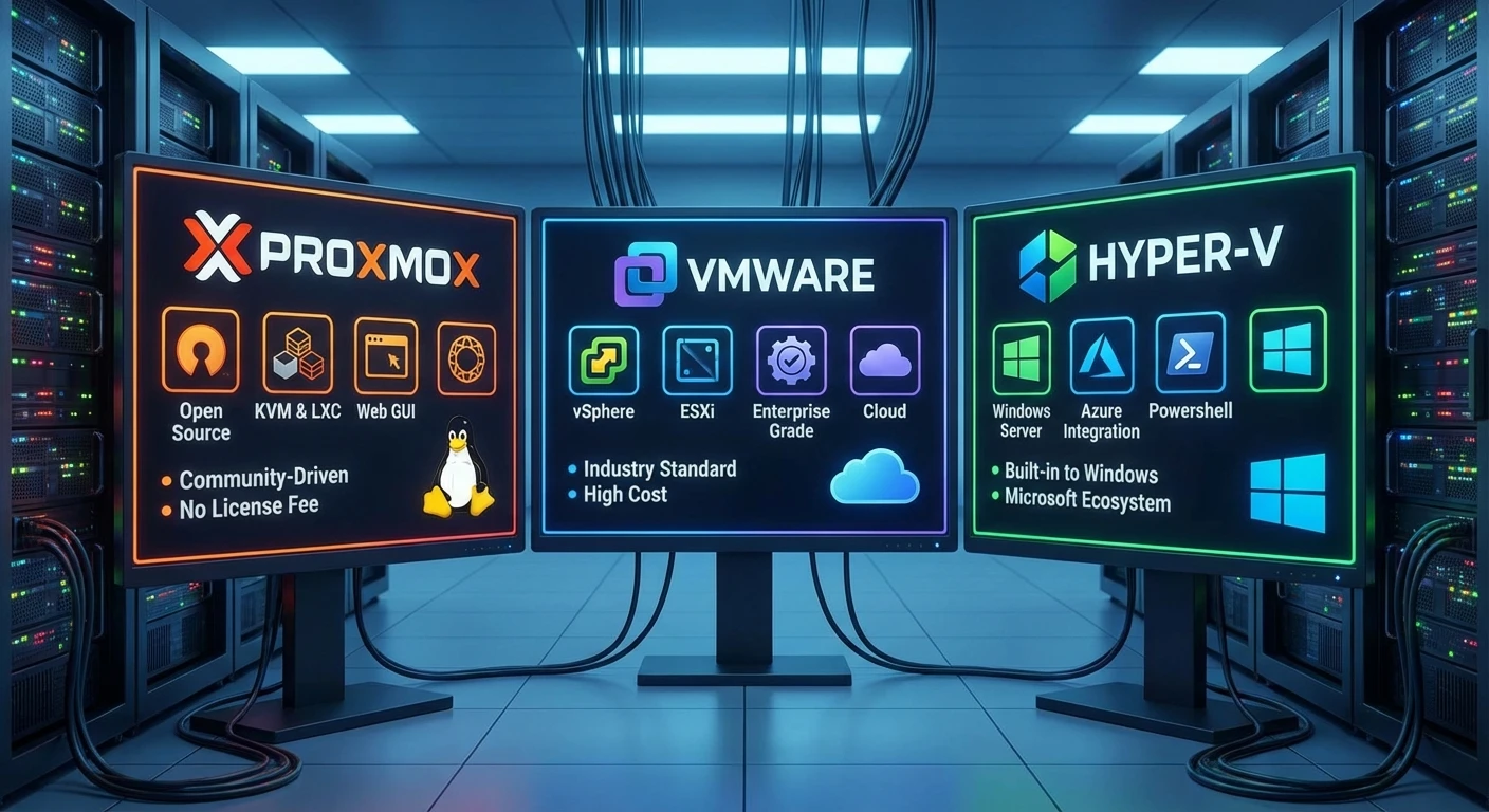 Оптимизация виртуальных сред в 2026 году: Сравнение Proxmox, VMware и Hyper-V